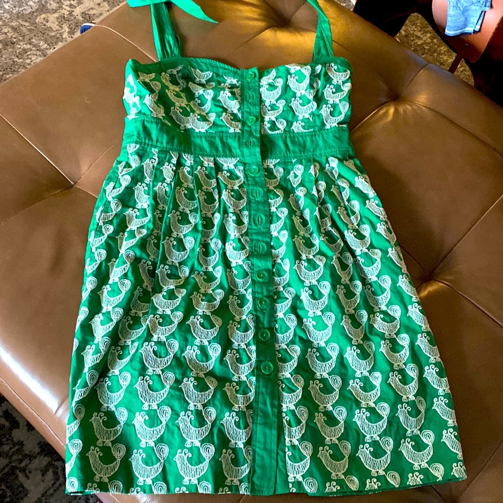 Floreat Green and White Printed Sundress